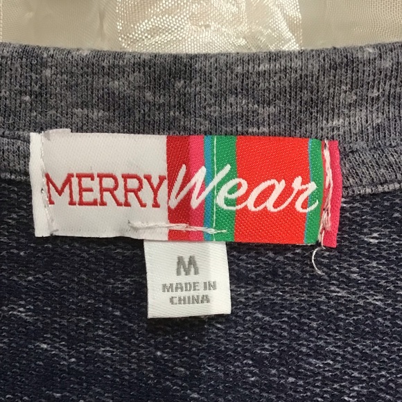 MerryWear Heathered Blue Sweatshirt with Beaded Snowflake Appliqué, Size M - Picture 7 of 7